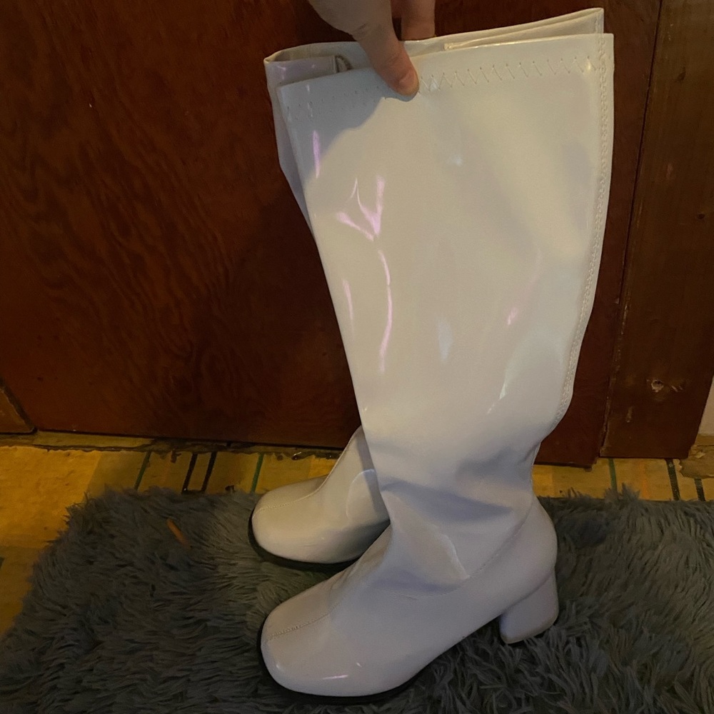 White go go boots
